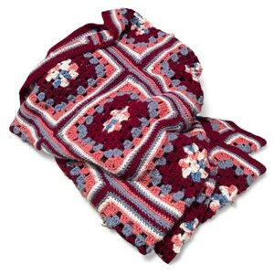 Vintage Multicolor Crochet Couch Blanket